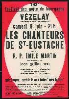 Les Chanteurs de Saint-Eustache. Vézelay, basilique de la Madeleine (8 juin 1963). - Dijon, Imprimerie Jobard. - 76 x 110 cm, fond rouge.