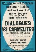 Georges Bernanos, Dialogues des carmélites. Beaune, Hôtel-Dieu (18 juin 1965). - Dijon, Imprimerie Jobard. - 76 x 110 cm.