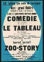 Compagnie Jean-Marie Serreau : Samuel Beckett, Comédie ; Eugène Ionesco, Le Tableau ; Edward Albee, Zoo story. Dijon, Grand Théâtre (1er juin 1965). - Dijon, Imprimerie Jobard. - 77 x 108 cm.