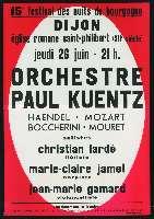 Orchestre Paul Kuentz. Dijon, église Saint-Philibert (26 juin 1969). - Dijon, Imprimerie Jobard. - 76 x 110 cm.