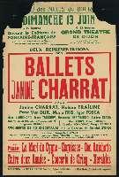 Ballets Janine Charrat. Fontaine-Française, château ; Dijon, Grand Théâtre (13 juin 1954). - Dijon, Imprimerie Jobard. - 80 x 120 cm.