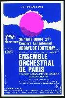 Ensemble orchestral de Paris. Abbaye de Fontenay (7 juillet 1984). - Dijon, P. R. O. Sérigraphie, dessin de M. Tollot. - 80 x 120 cm.