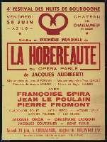 Jacques Audiberti, La Hobereaute ou Opéra parlé. Châteauneuf-en-Auxois, château (28 juin 1957). - Dijon, Imprimerie Jobard. - 30 x 40 cm.