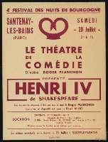 Shakespeare, Henri IV. Santenay-les-Bains, parc (20 juillet 1957). - Dijon, Imprimerie Jobard. - 30 x 40 cm.