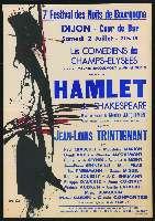 Shakespeare, Hamlet. Dijon, Palais ducal, cour de Bar (2 juillet 1960). - Dijon, Imprimerie Jobard. - 76 x 107 cm.