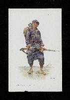 7 cartes postales représentant des dessins de soldats